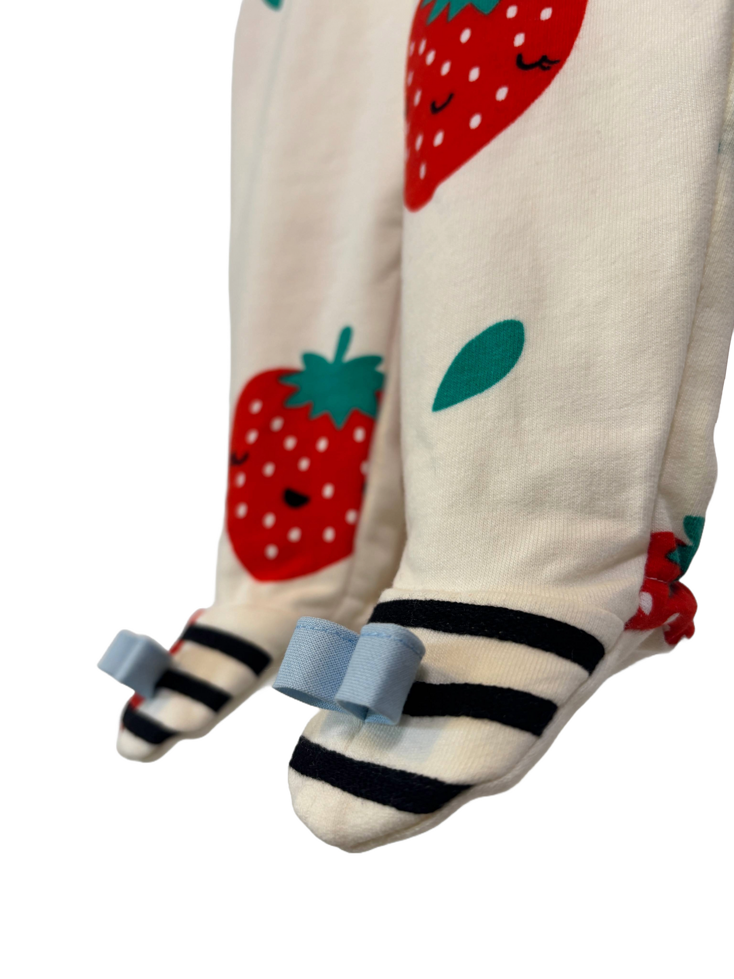 Pantalone lungo con piedini in cotone biologico felpato – Fantasia Fragole