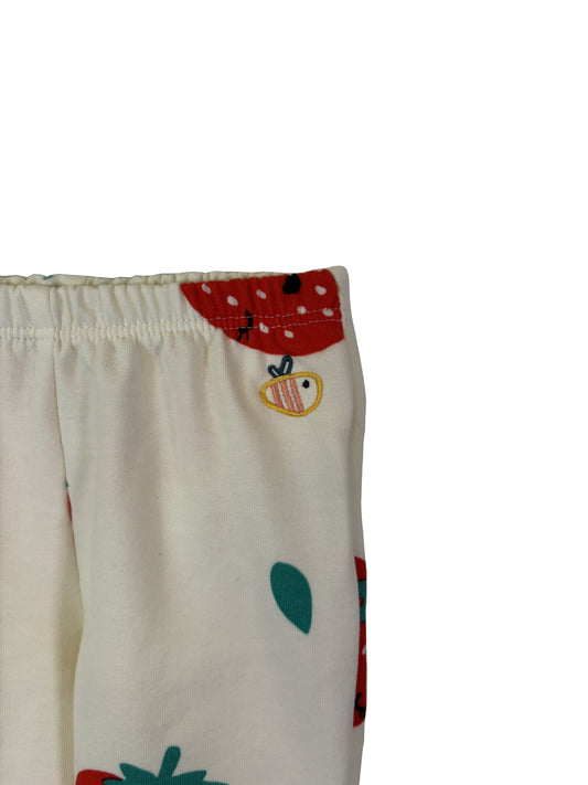 Pantalone lungo con piedini in cotone biologico felpato – Fantasia Fragole