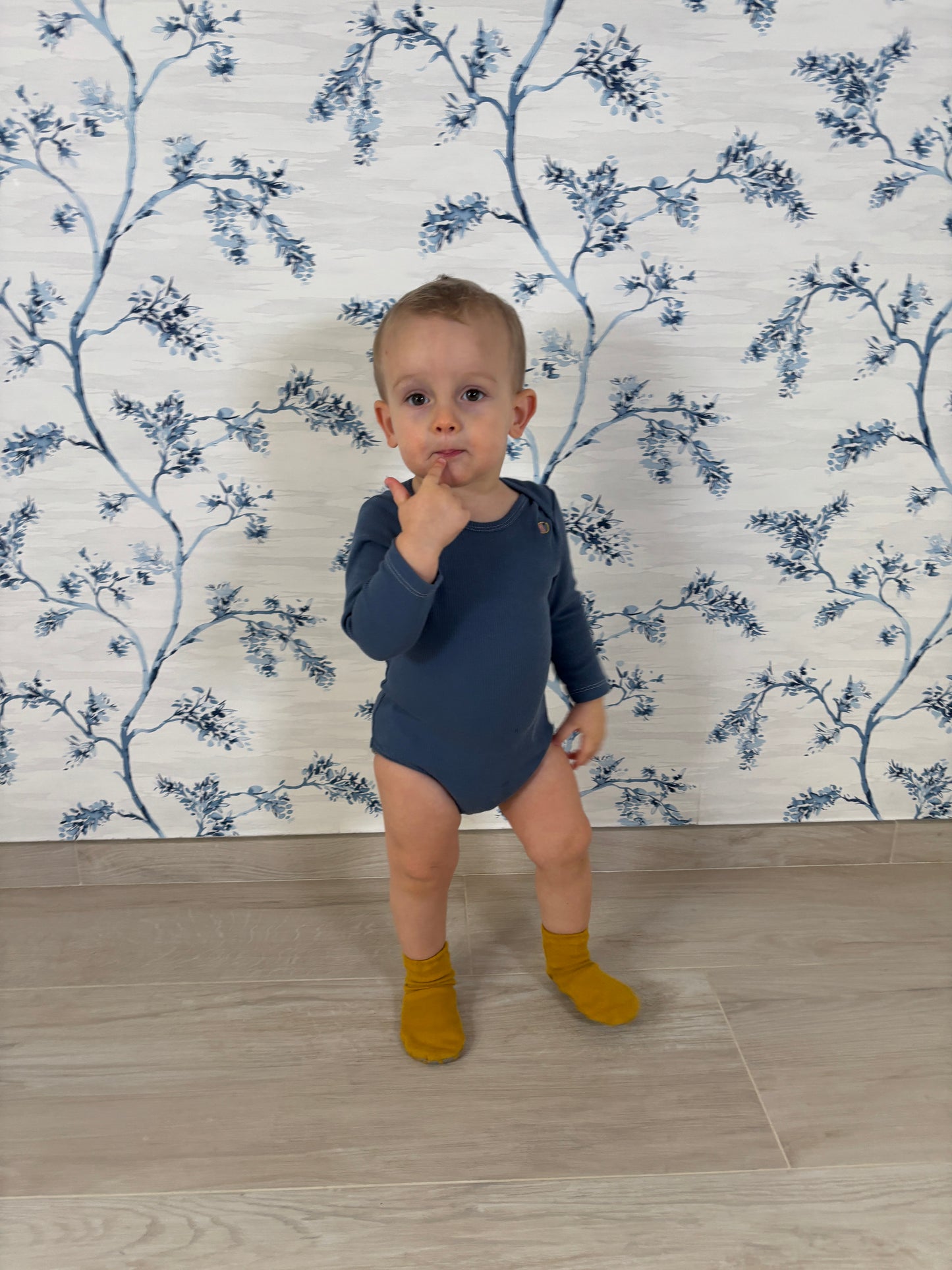 Body in cotone biologico a costine – Blu