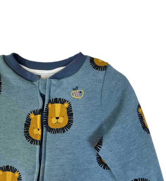 Tutina con i piedini in cotone felpato biologico - Fantasia Leoni