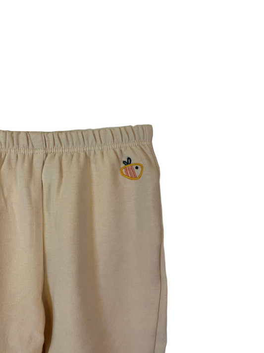 Pantalone lungo con piedini in cotone biologico felpato – Color Panna