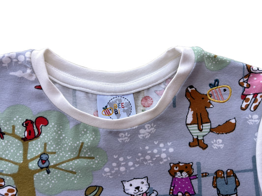 Maglietta a manica lunga in cotone biologico – Avorio con fantasia Parco Giochi