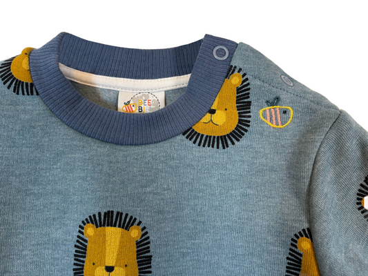 Felpa con bottoni in cotone biologico felpato – Fantasia Leoni