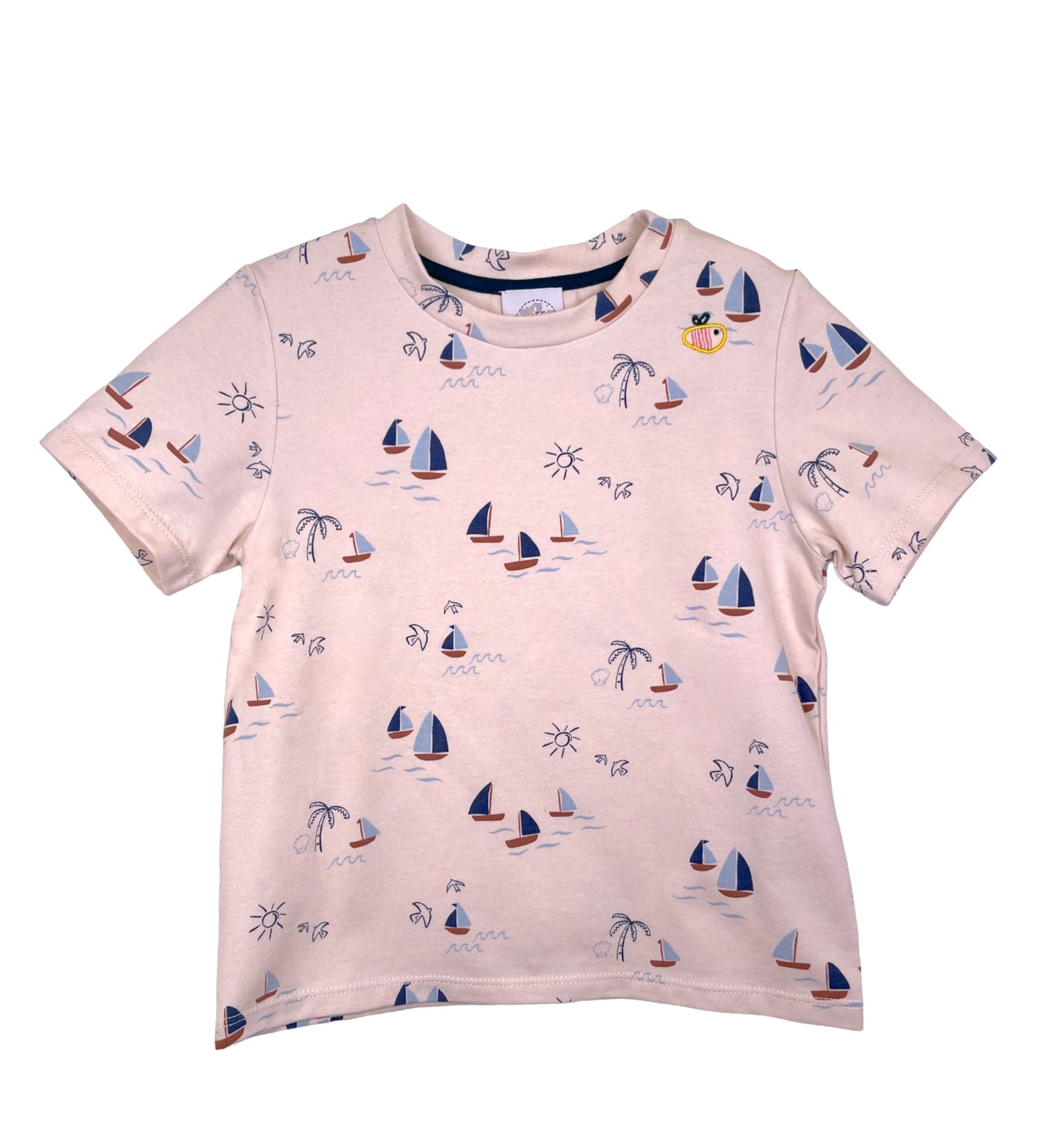 Pantaloncino e maglietta in cotone biologico – Fantasia Barchette