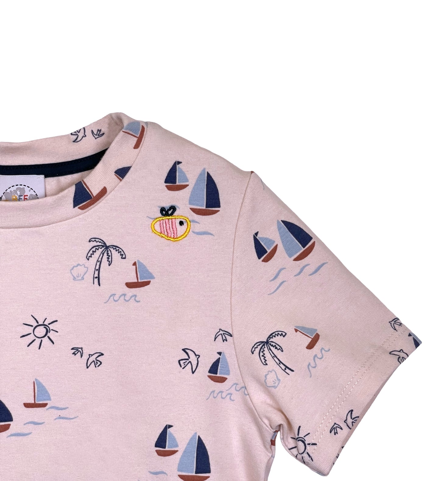 Pantaloncino e maglietta in cotone biologico – Fantasia Barchette