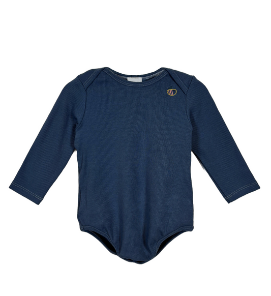 Body in cotone biologico a costine – Blu