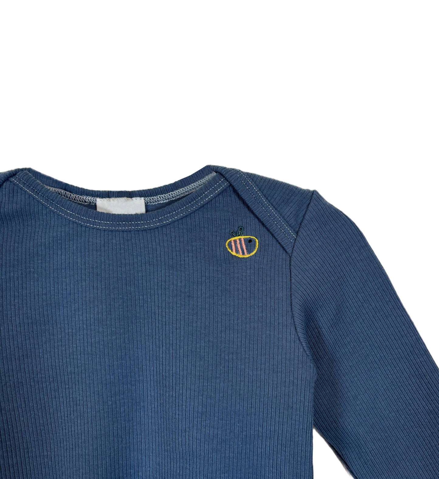 Body in cotone biologico a costine – Blu
