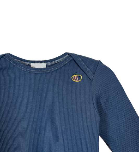 Body in cotone biologico a costine – Blu