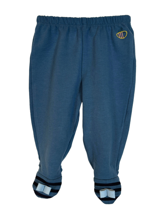 Pantalone lungo con piedini in cotone biologico felpato – Color Blu