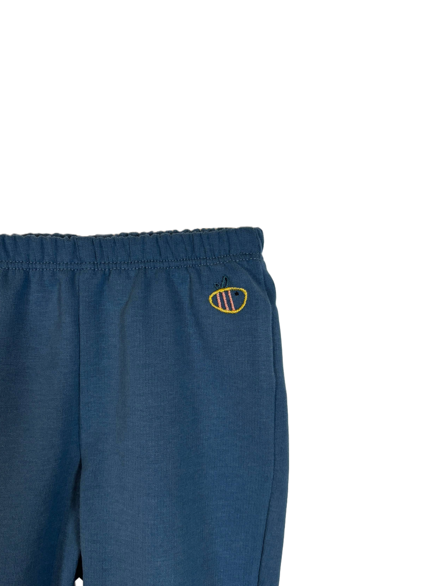 Pantalone lungo con piedini in cotone biologico felpato – Color Blu