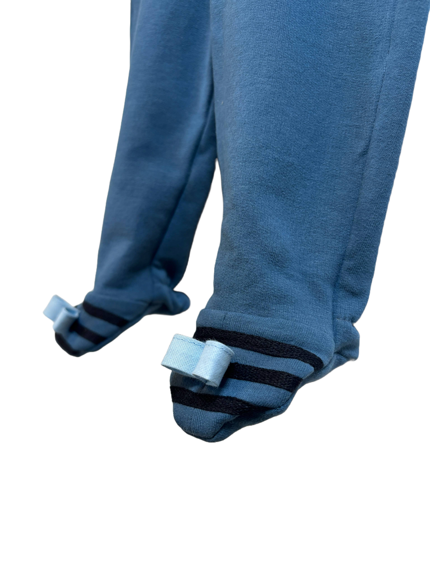 Pantalone lungo con piedini in cotone biologico felpato – Color Blu