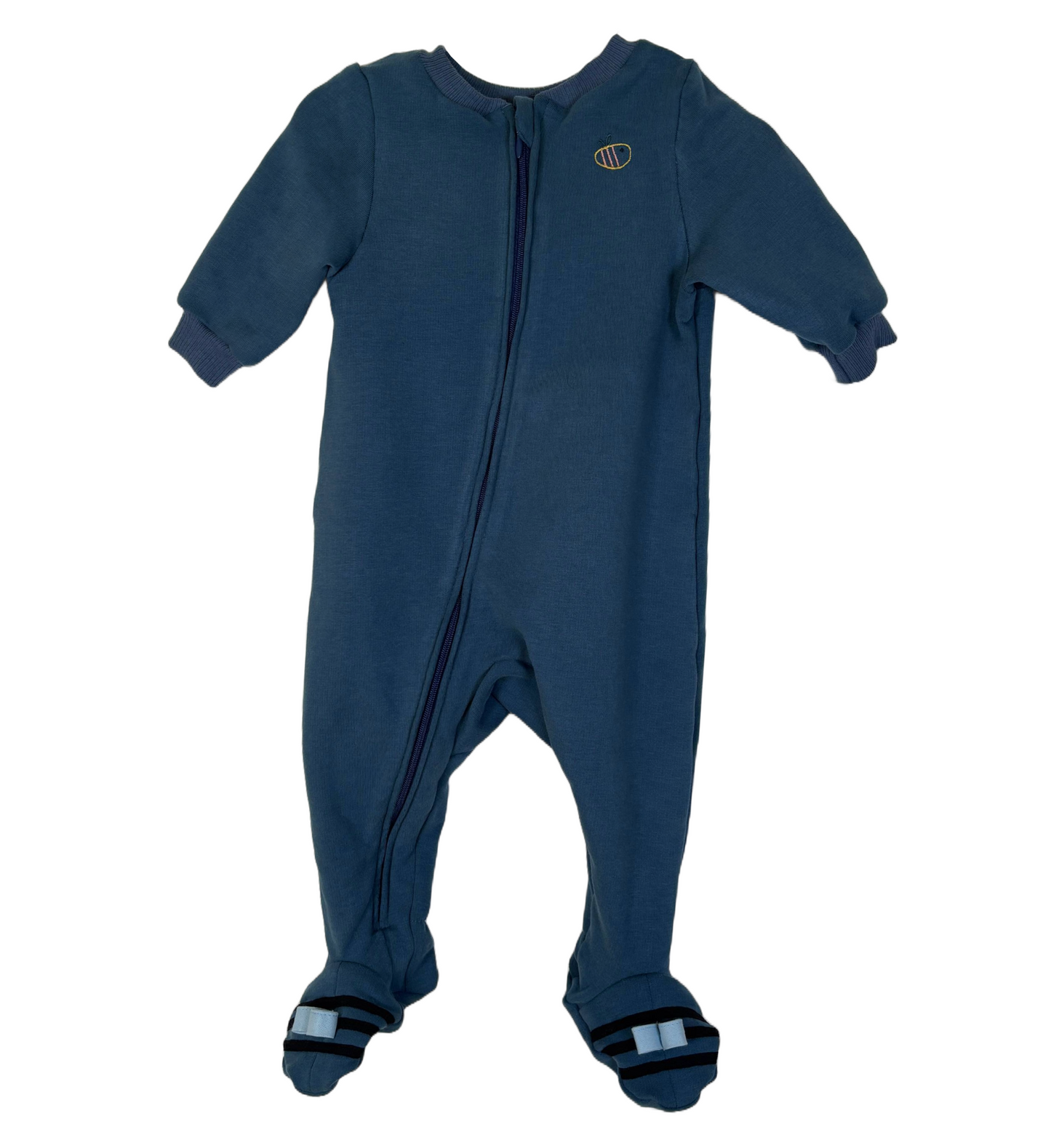 Tutina con i piedini in cotone felpato biologico - Blu