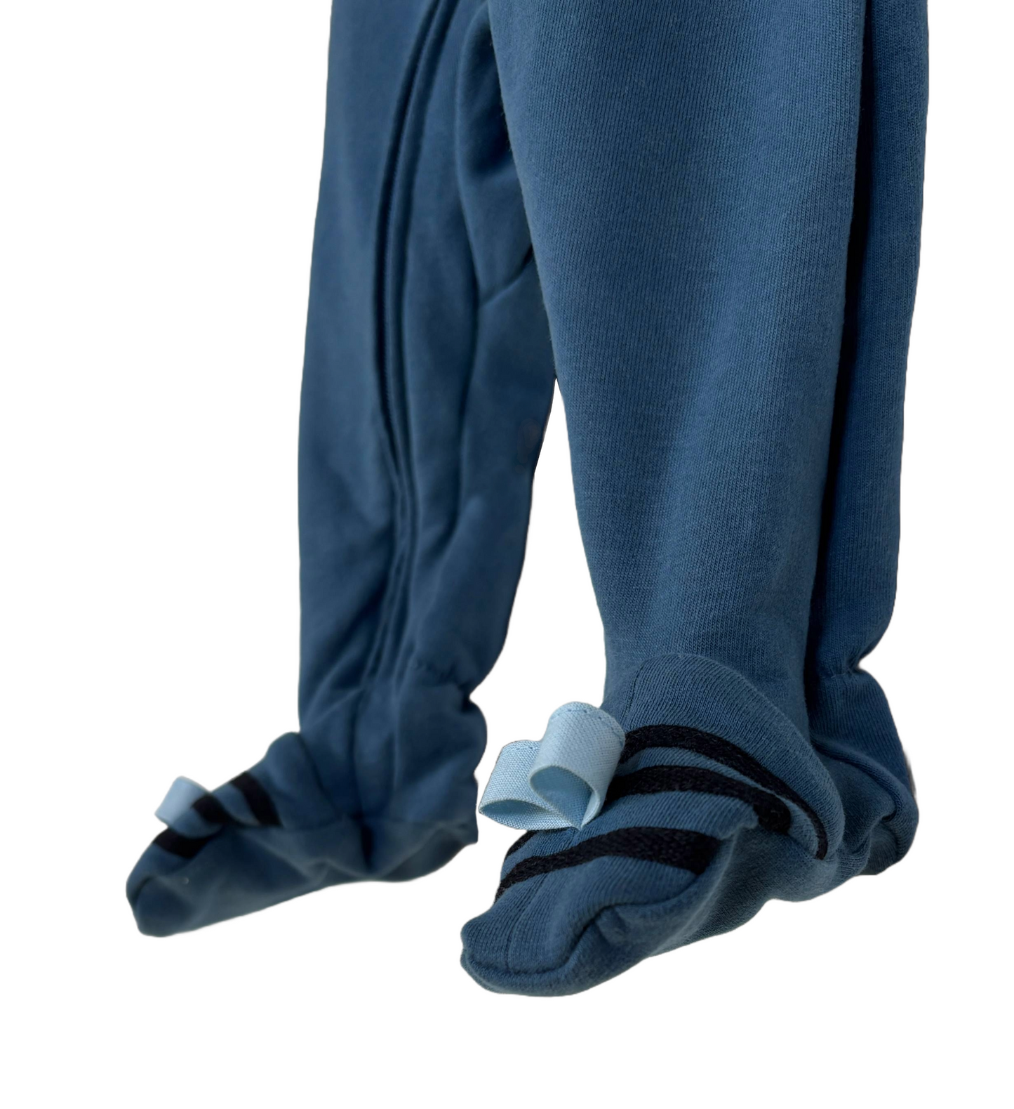 Tutina con i piedini in cotone felpato biologico - Blu