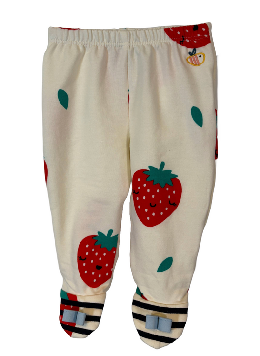 Pantalone lungo con piedini in cotone biologico felpato – Fantasia Fragole