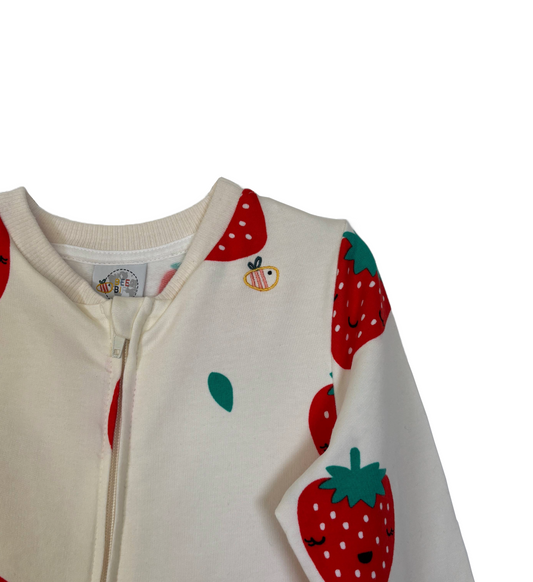 Tutina in cotone felpato biologico - Fantasia Fragole