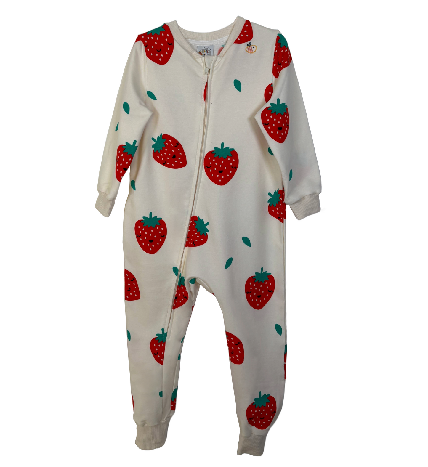 Tutina in cotone felpato biologico - Fantasia Fragole