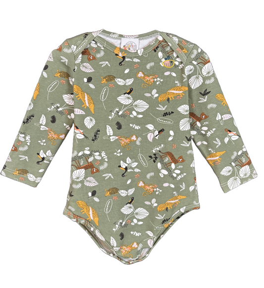 Body in cotone biologico – Fantasia Giungla Verde Salvia