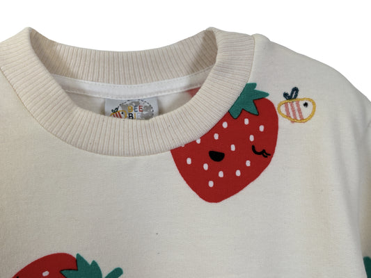 Felpa in cotone biologico felpato – Fantasia Fragole