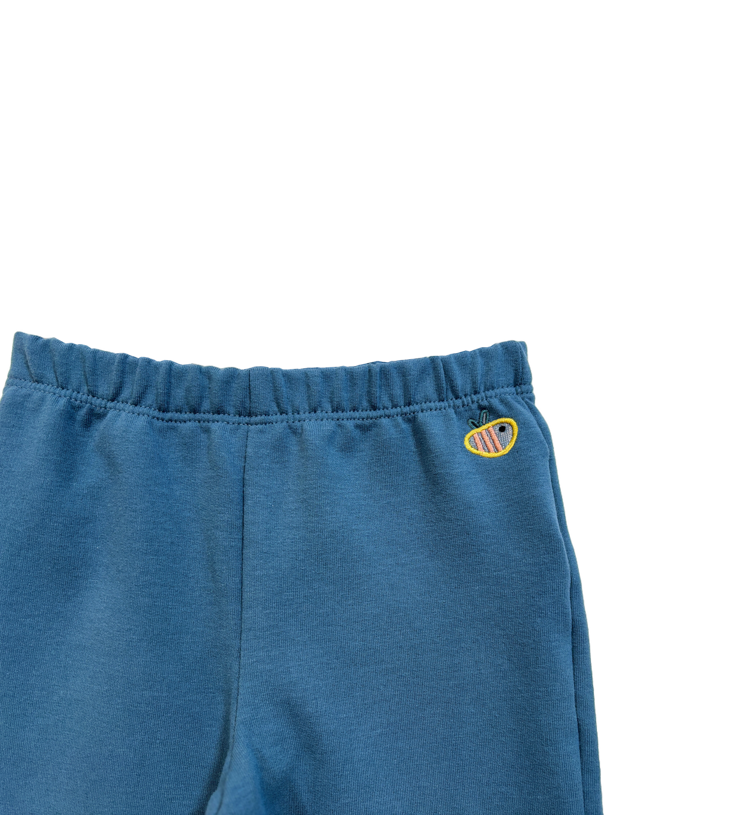 Pantalone lungo in cotone biologico felpato con toppe – Colore Blu con toppe con leoni