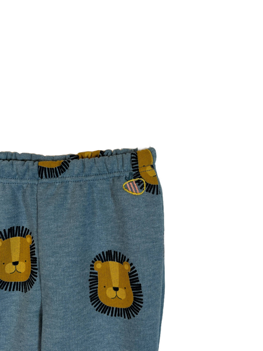 Pantalone lungo con piedini in cotone biologico felpato – Fantasia Leoni