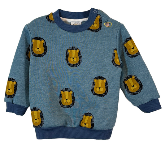Felpa con bottoni in cotone biologico felpato – Fantasia Leoni