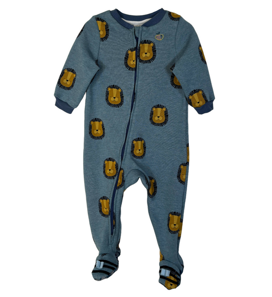 Tutina con i piedini in cotone felpato biologico - Fantasia Leoni