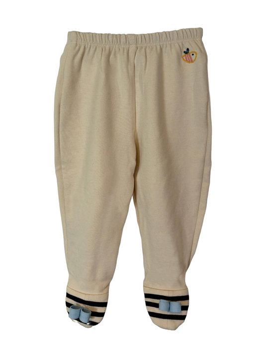 Pantalone lungo con piedini in cotone biologico felpato – Color Panna