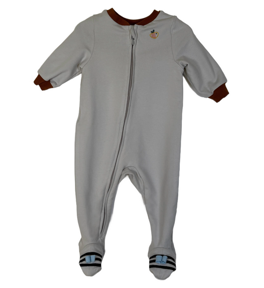 Tutina con i piedini in cotone felpato biologico - Grigio Chiaro