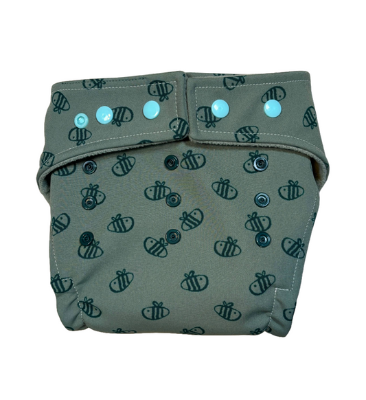 Pannolino lavabile - Verde Salvia con api