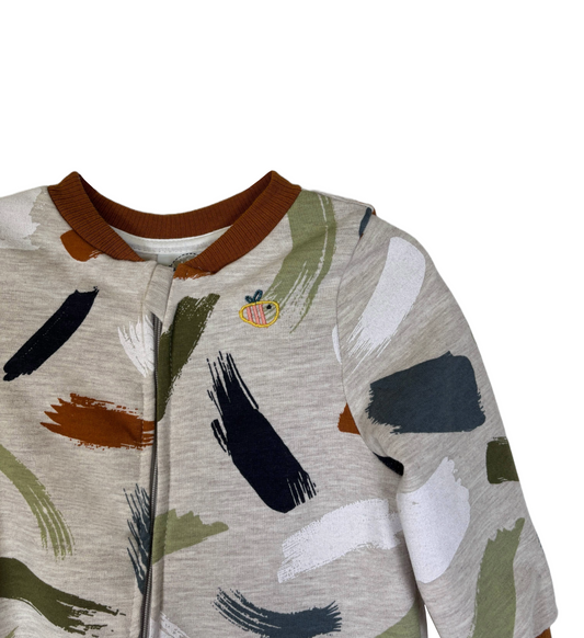 Tutina con piedini in cotone felpato biologico - Fantasia Pennellate