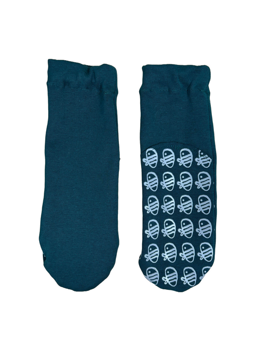 Calzini antiscivolo in cotone biologico - Verde petrolio