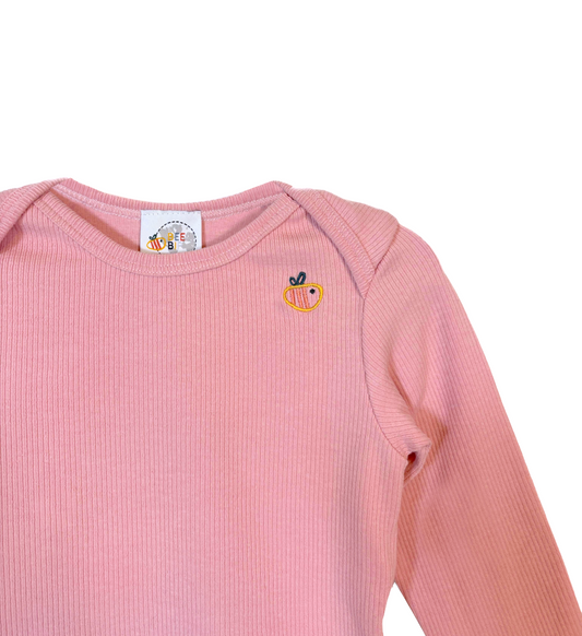 Body in cotone biologico a costine - Rosa