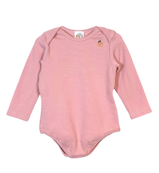 Body in cotone biologico a costine - Rosa