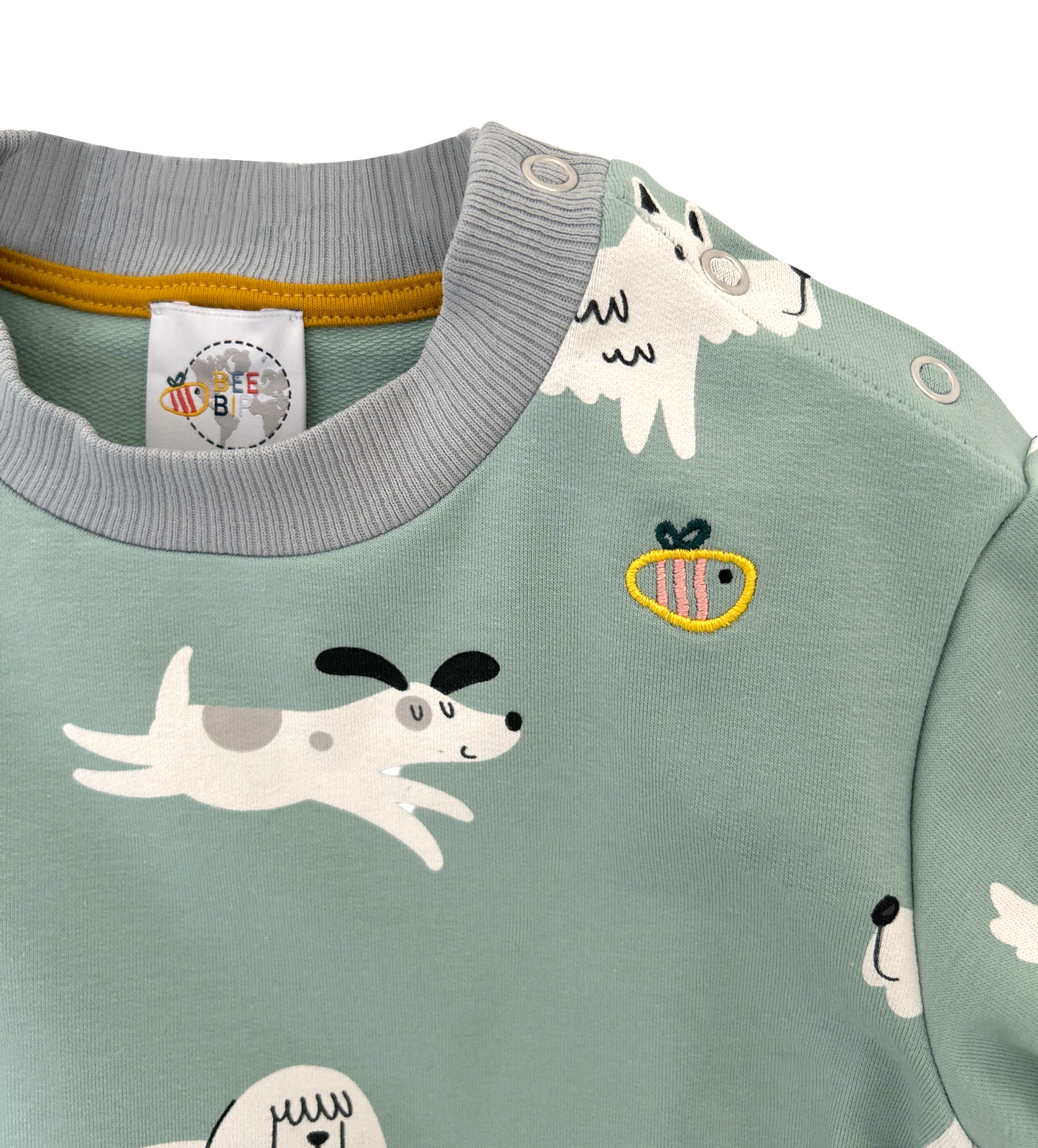 Felpa con bottoni leggera in cotone biologico - Fantasia Cani