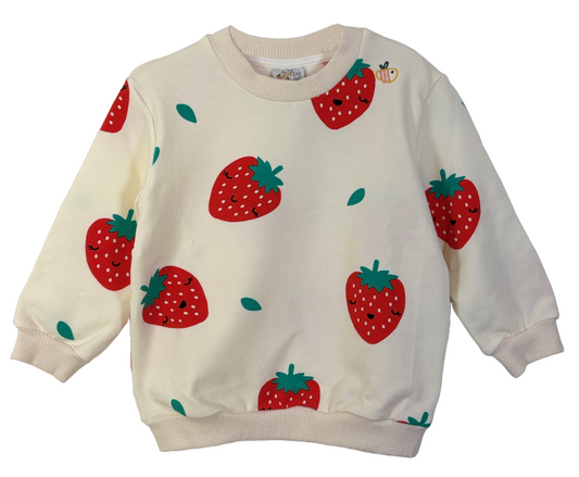 Felpa in cotone biologico felpato – Fantasia Fragole