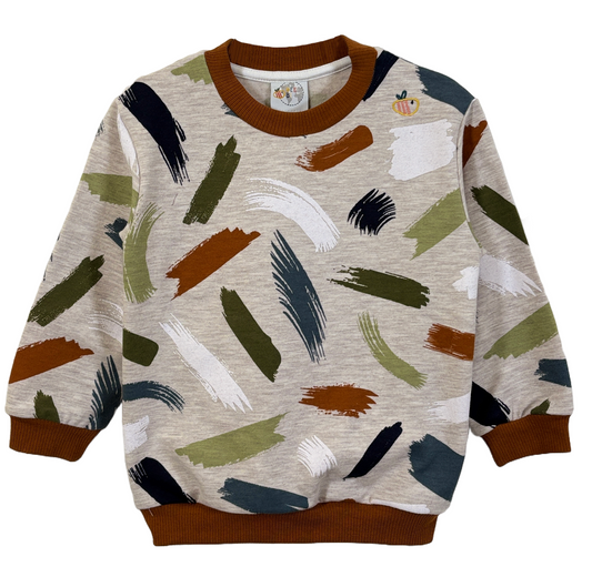 Felpa in cotone biologico felpato – Fantasia Pennellate